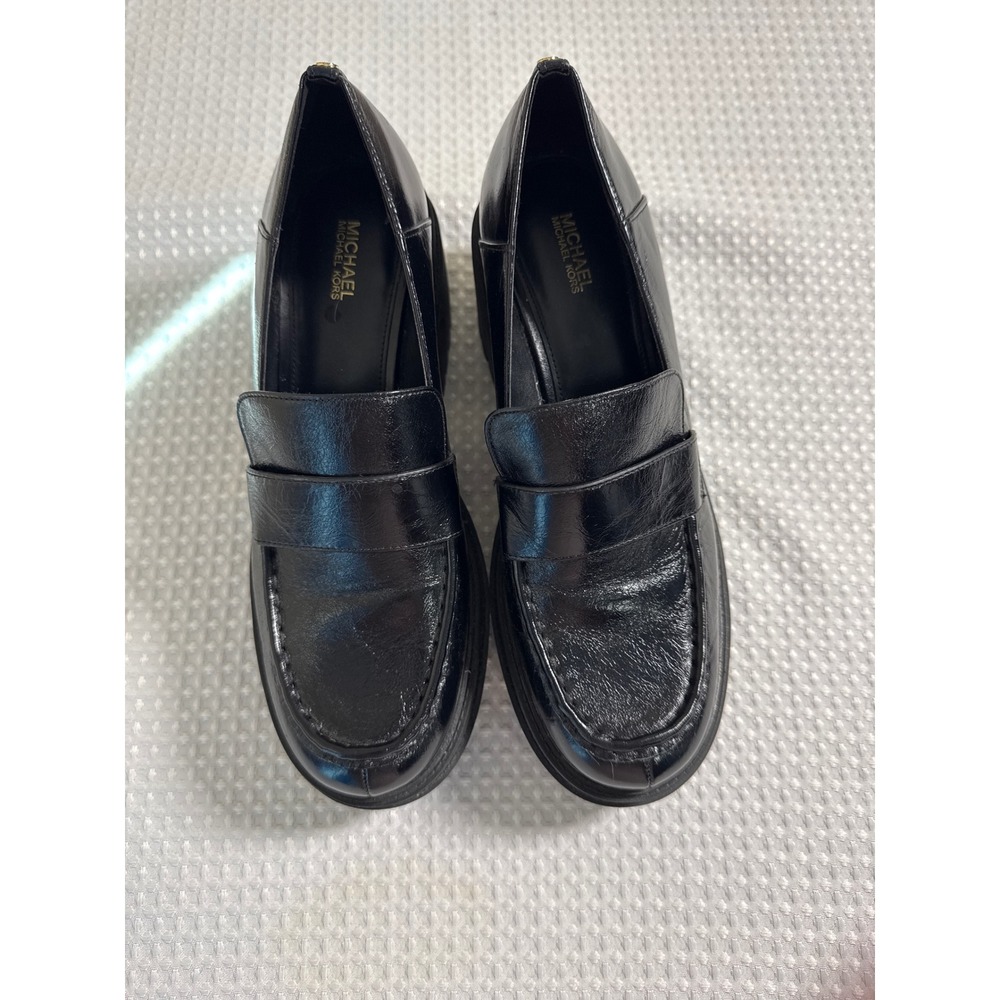 Michael‎ Kors Rocco Heeled Loafers Womens 10 Black Lug Sole Platform EUC